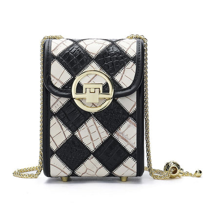 Women’s Genuine Leather Bohemia Patchwork Chain Shoulder Bag
