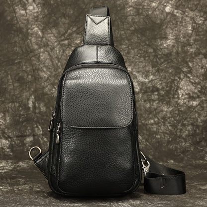 Leather Crossbody Chest Bag – Waterproof Single-Shoulder Sling for Travel & Daily Carry