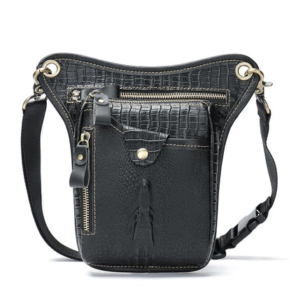 Crazy Horse Cow Leather Belt Bag – Men’s Waist, Crossbody & Motorcycle Riding Pouch