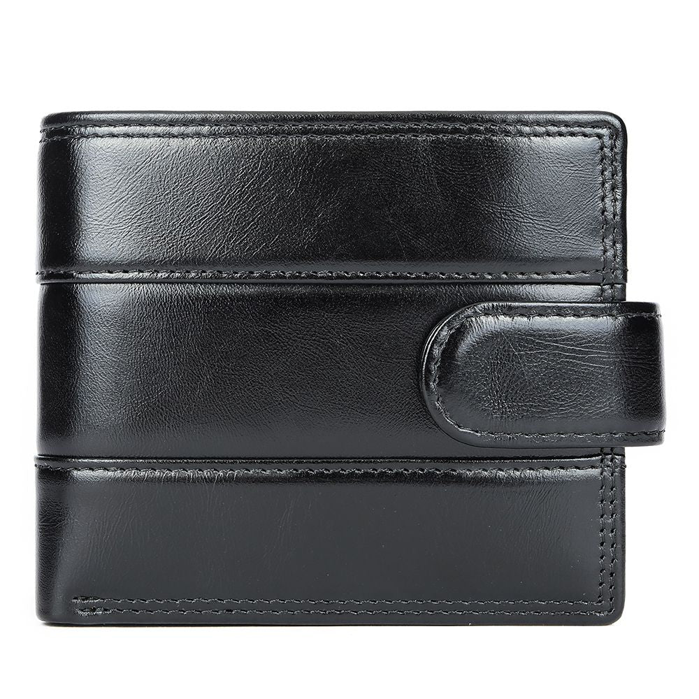 Designer Men’s Bifold Short Wallet with Front Coin Pocket – Slim Genuine Leather Purse