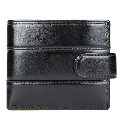 Designer Men’s Bifold Short Wallet with Front Coin Pocket – Slim Genuine Leather Purse