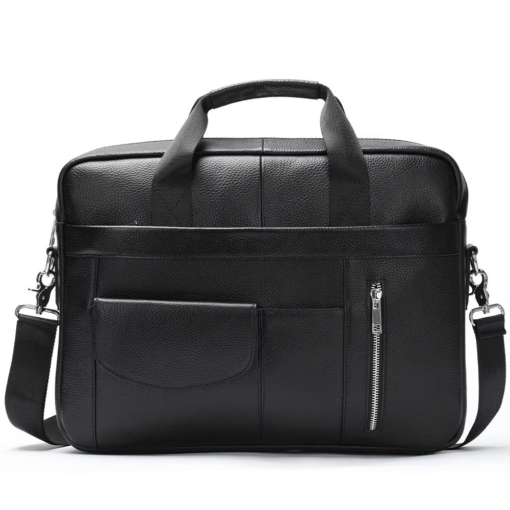 Men’s Genuine Leather Laptop Bag – Business Executive Briefcase & Messenger Bag for 15.6" Laptop