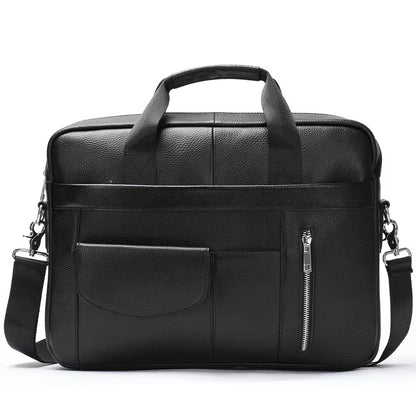 Men’s Genuine Leather Laptop Bag – Business Executive Briefcase & Messenger Bag for 15.6" Laptop