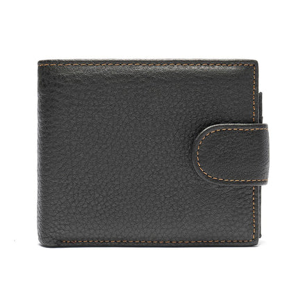 Slim Genuine Cow Leather Wallet – Short Bifold Card Holder for Men