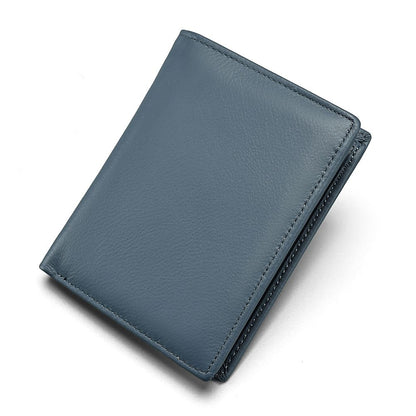 Slim Minimalist Leather Card Holder Wallet – RFID-Blocking with Zipper Coin Pocket