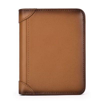 Genuine Leather RFID-Blocking Bifold Wallet for Men – Vintage Waterproof Design