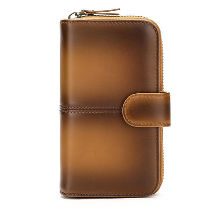 RFID-Blocking Genuine Leather Long Wallet – Large Capacity Card Holder