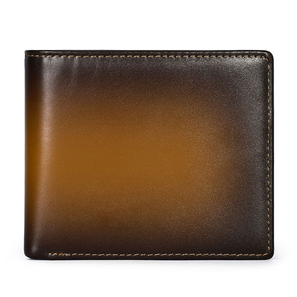 Vintage Short Bifold RFID Anti-Theft Wallet – Genuine Leather for Men