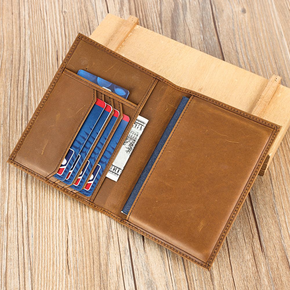 Crazy Horse Genuine Leather RFID Bifold Wallet – Vintage Travel & Passport Holder