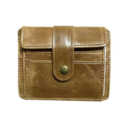 Gentlemen’s Genuine Leather Slim Wallet with Coin Pocket – Vintage Short Card Holder