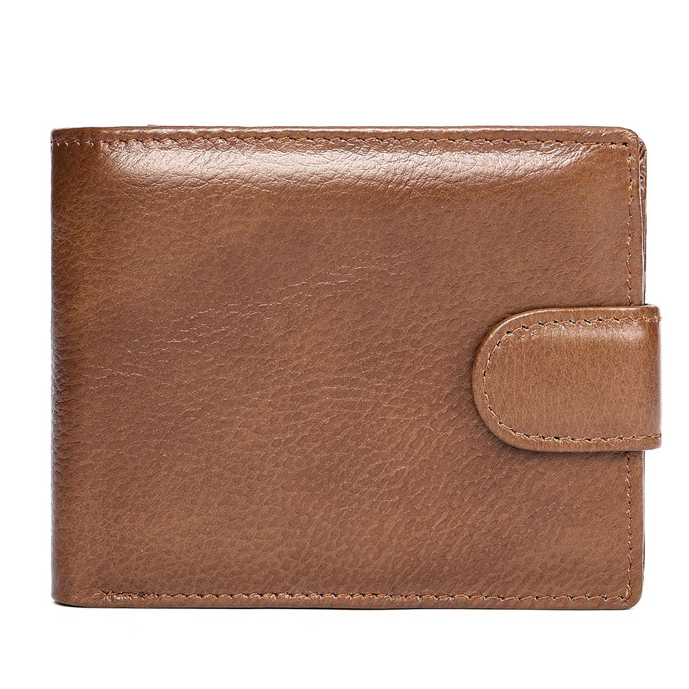 Genuine Cow Leather Short Bifold Wallet with Coin Pocket – Slim & Waterproof