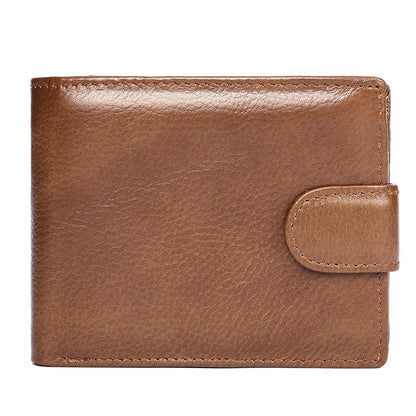 Genuine Cow Leather Short Bifold Wallet with Coin Pocket – Slim & Waterproof