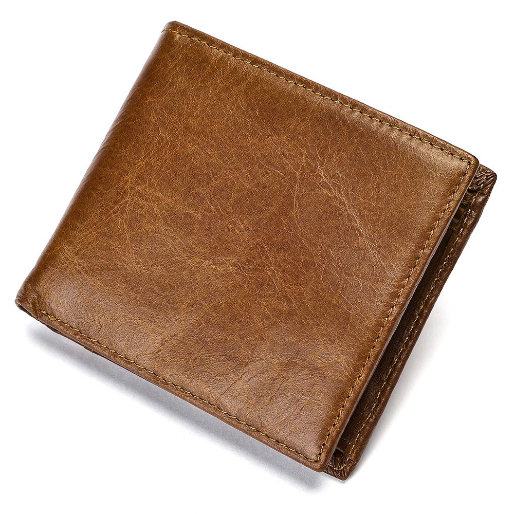 Genuine Leather Bifold Wallet for Men – RFID Blocking & Waterproof