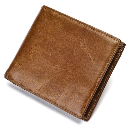 Genuine Leather Bifold Wallet for Men – RFID Blocking & Waterproof
