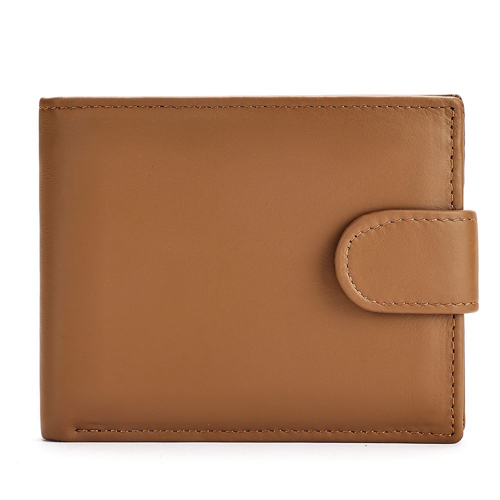 Genuine Cow Leather Short Bifold Wallet with Coin Pocket – Slim & Waterproof