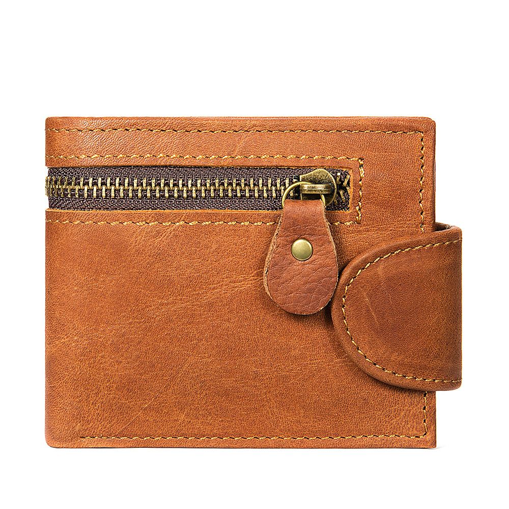 Retro Minimalist RFID Blocking Cow Leather Bifold Wallet – Slim Men’s Purse