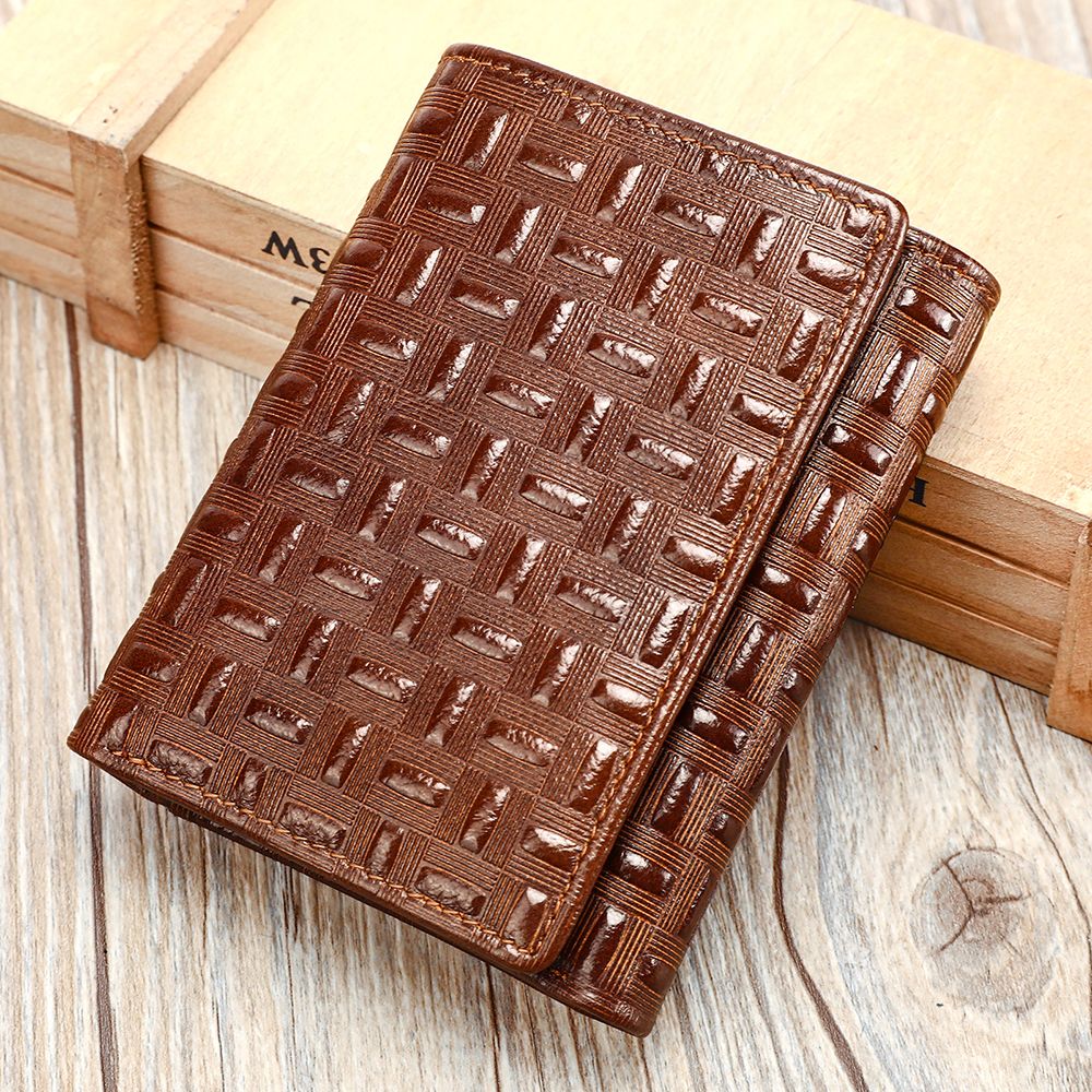 Designer Men’s RFID-Blocking Leather Trifold Wallet – Premium Genuine Leather Purse