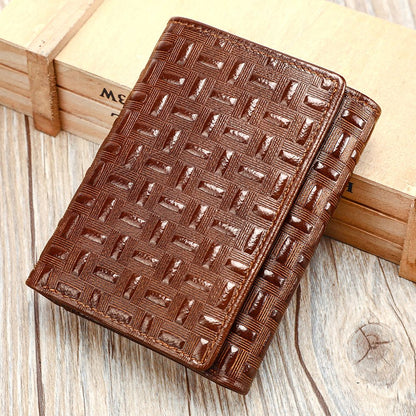 Designer Men’s RFID-Blocking Leather Trifold Wallet – Premium Genuine Leather Purse