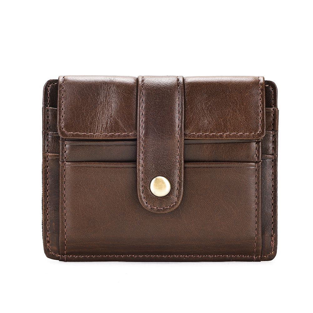 Gentlemen’s Genuine Leather Slim Wallet with Coin Pocket – Vintage Short Card Holder