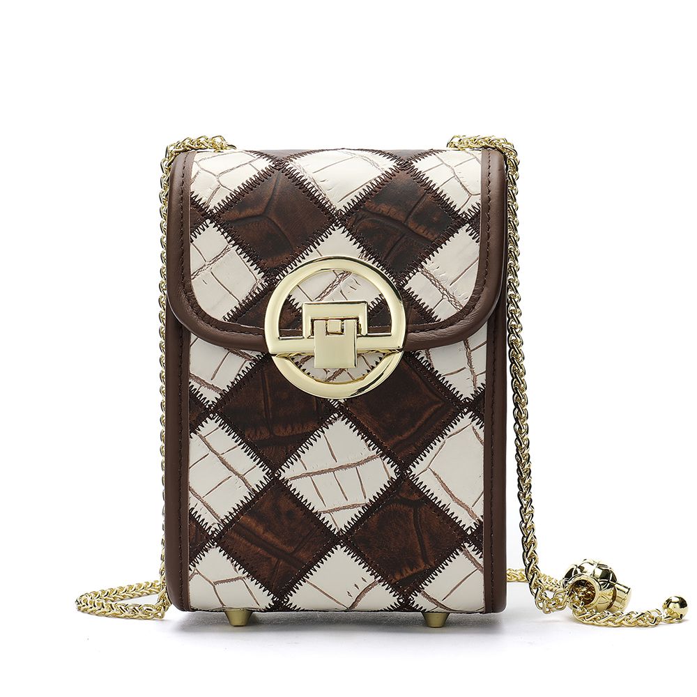 Women’s Genuine Leather Bohemia Patchwork Chain Shoulder Bag