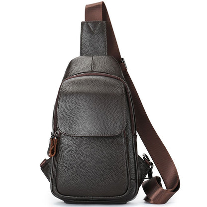Leather Crossbody Chest Bag – Waterproof Single-Shoulder Sling for Travel & Daily Carry