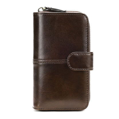 RFID-Blocking Genuine Leather Long Wallet – Large Capacity Card Holder