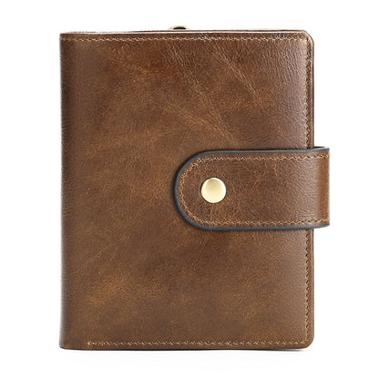 RFID Anti-Theft Cow Leather Trifold Wallet – Slim Men’s Smart RFID-Blocking Purse