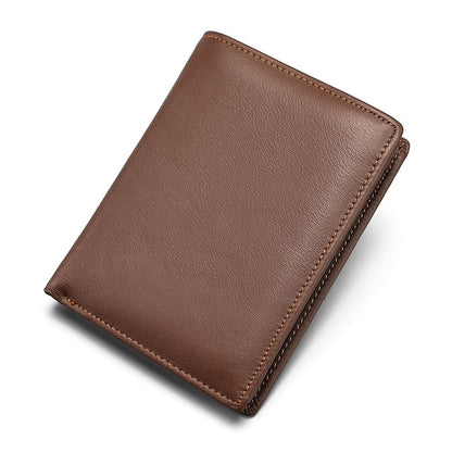 Slim Minimalist Leather Card Holder Wallet – RFID-Blocking with Zipper Coin Pocket