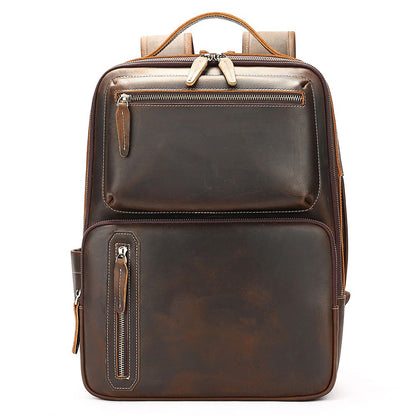 Urbanex Crazy Horse Cow Leather 16-Inch Laptop Backpack – Men’s Large Capacity Travel Backpack