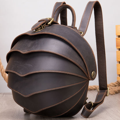 Shell Armor Leather Backpack – Modern Designer Travel & Laptop Bag