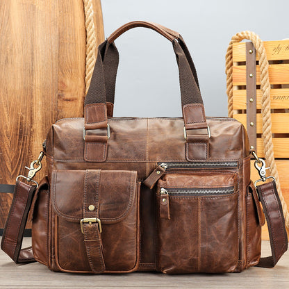 Crazy Horse Cow Leather Travel Duffel – Men’s Vintage Weekend Bag