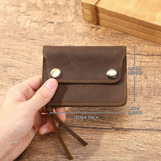 Full Grain Leather Designer Wallet for Men – Short Bifold with Coin Pocket