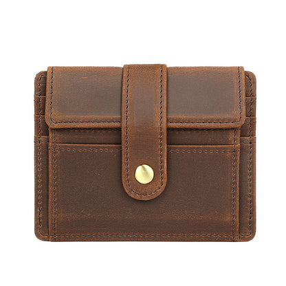 Gentlemen’s Genuine Leather Slim Wallet with Coin Pocket – Vintage Short Card Holder