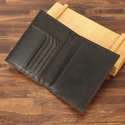 Crazy Horse Genuine Leather RFID Bifold Wallet – Vintage Travel & Passport Holder