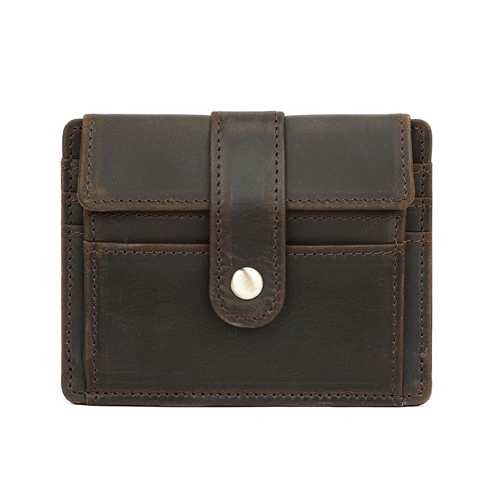 Gentlemen’s Genuine Leather Slim Wallet with Coin Pocket – Vintage Short Card Holder