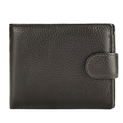 Genuine Cow Leather Short Bifold Wallet with Coin Pocket – Slim & Waterproof