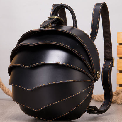 Shell Armor Leather Backpack – Modern Designer Travel & Laptop Bag