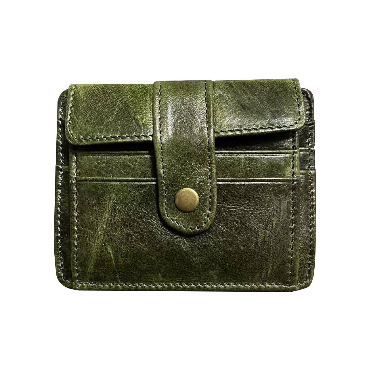 Gentlemen’s Genuine Leather Slim Wallet with Coin Pocket – Vintage Short Card Holder