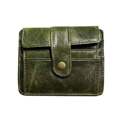 Gentlemen’s Genuine Leather Slim Wallet with Coin Pocket – Vintage Short Card Holder