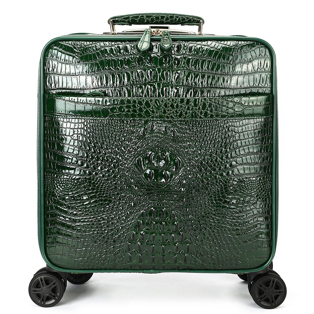 Men’s Genuine Leather Crocodile-Print 18″ Carry-On Luggage Trolley