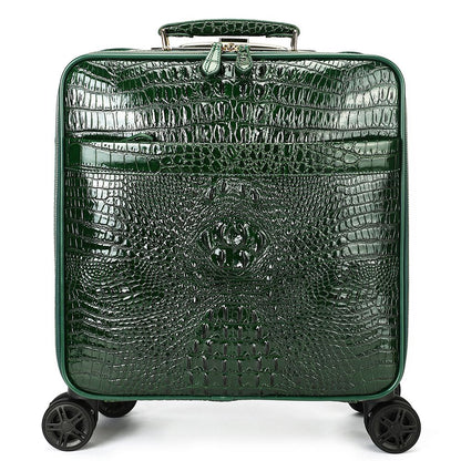 Men’s Genuine Leather Crocodile-Print 18″ Carry-On Luggage Trolley