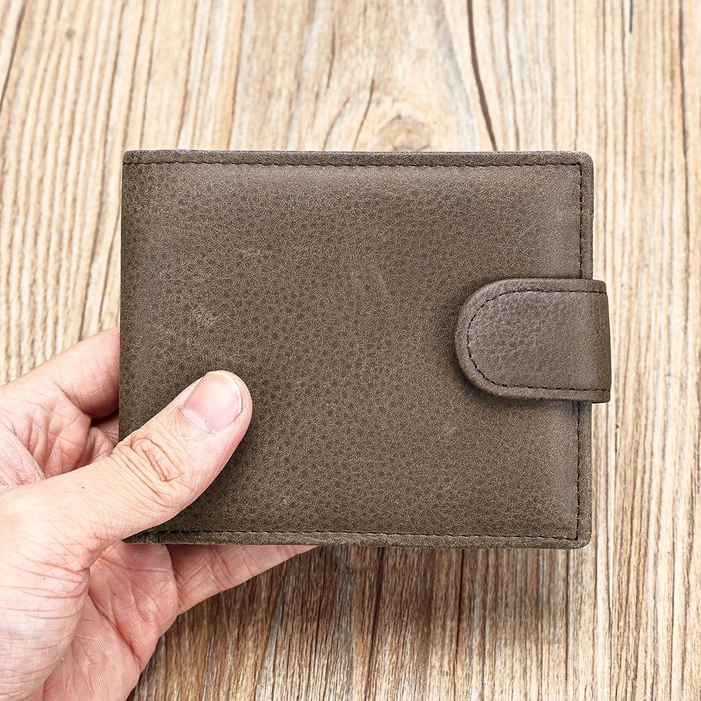 Men’s Leather Short Bifold Wallet with Coin Pocket – Genuine Cowhide Slim Purse