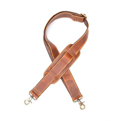 Unisex Genuine Crazy Horse Leather Adjustable Shoulder Strap – 75–145 cm × 4 cm