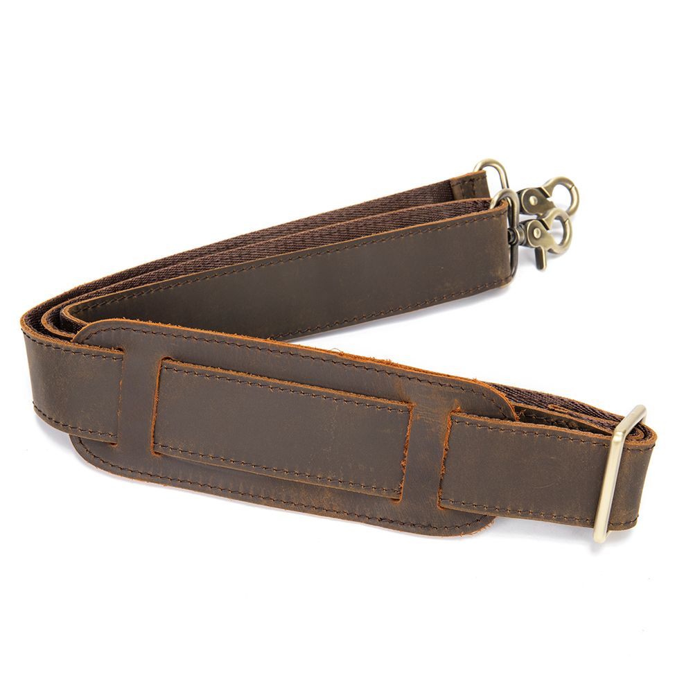 Unisex Genuine Crazy Horse Leather Adjustable Shoulder Strap – 75–145 cm × 4 cm