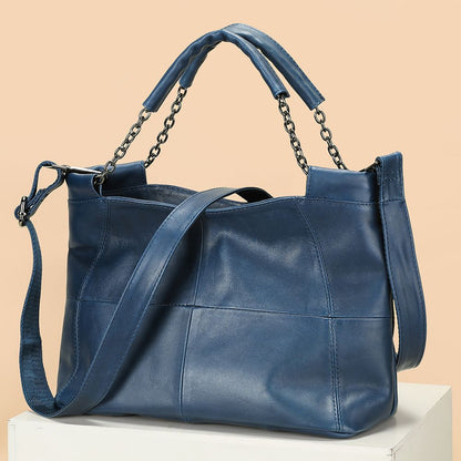 Designer Women’s Genuine Leather Shoulder Tote – Casual Luxury