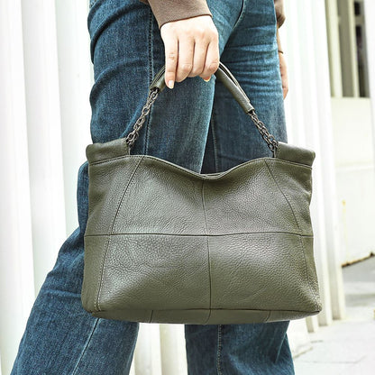 Designer Women’s Genuine Leather Shoulder Tote – Casual Luxury