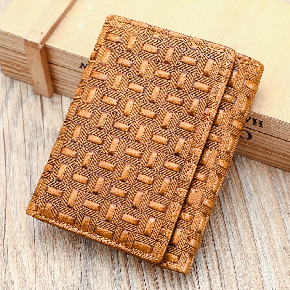 Designer Men’s RFID-Blocking Leather Trifold Wallet – Premium Genuine Leather Purse