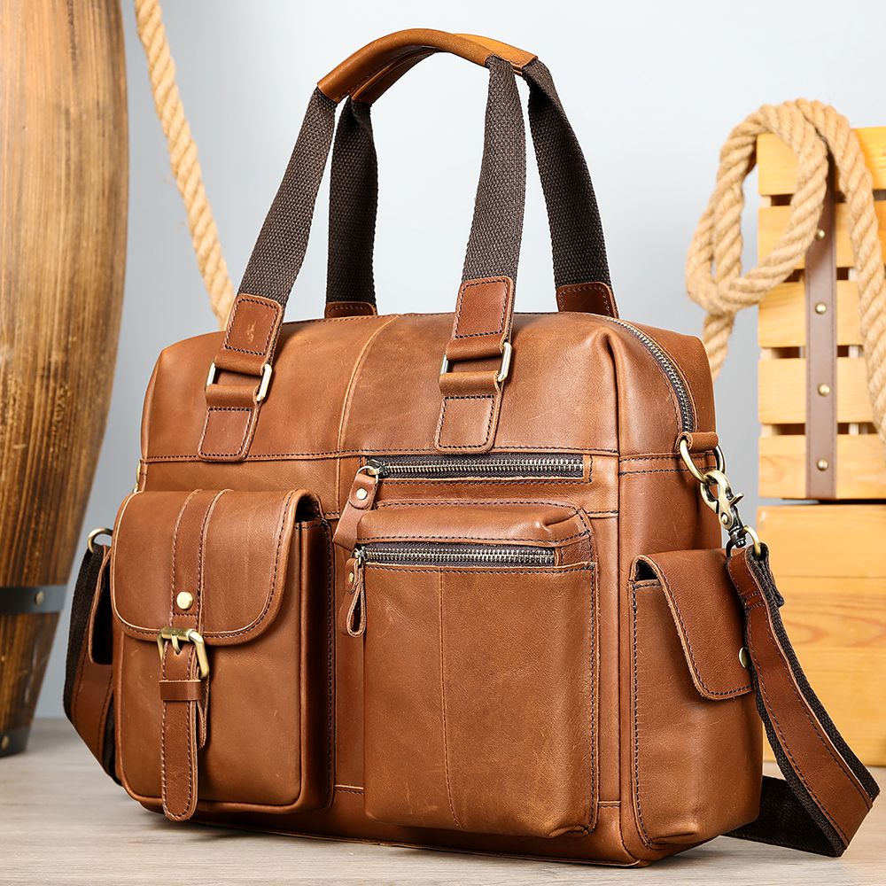 Crazy Horse Cow Leather Travel Duffel – Men’s Vintage Weekend Bag