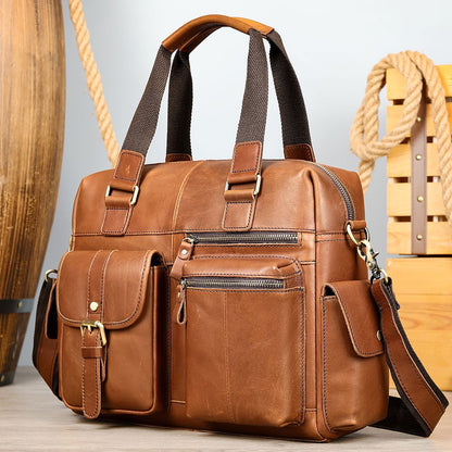 Crazy Horse Cow Leather Travel Duffel – Men’s Vintage Weekend Bag