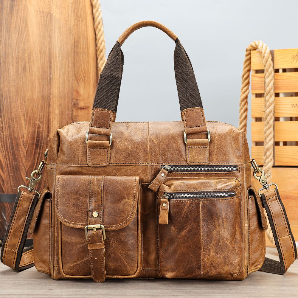 Crazy Horse Cow Leather Travel Duffel – Men’s Vintage Weekend Bag